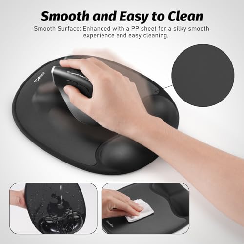 Ergonomic Mouse Pad with Skin-Friendly Lycra Memory Foam Wrist Rest, Easy-to-Clean Smooth PP Surface, and Non-Slip PU Base – Ideal for Vertical, Ergonomic, and Office Mice (Jet Black) - color: Jet Black