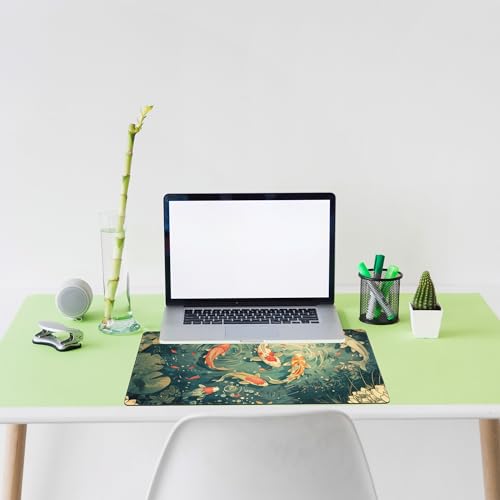 Koi Lotus Pond Desk Mat Large Mouse Pad Gaming Mousepad 31.5 x 15.8 in | Desk Pad for Keyboard and Mouse, Large Non-Slip Rubber Base Mousepad Desk Mat with Stitched Edges for Gaming Office - color: Japanese Koi