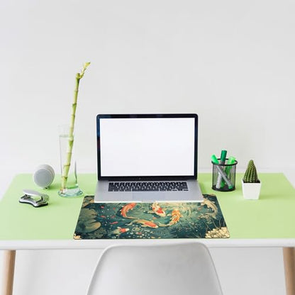 Koi Lotus Pond Desk Mat Large Mouse Pad Gaming Mousepad 31.5 x 15.8 in | Desk Pad for Keyboard and Mouse, Large Non-Slip Rubber Base Mousepad Desk Mat with Stitched Edges for Gaming Office - color: Japanese Koi