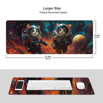 Cute Cat Desk Pad Mouse Pad 31.5 x 11.8 Inch Space Galaxy Colorful Planet Star XL Mouse Pad Large Mousepad Extended Laptop Keyboard Mat Gaming Desk Pad Mouse Mat Office Computer Keyboard Laptop Home - color: Cute Cat, size: 11.8W x 31.5L inches