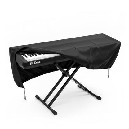 CashBeat 88 Key Piano Keyboard Dust Cover Waterproof Stretchy | Elastic cord lock closure, waterproof stretchy fabric, fits 88-key digital piano keyboard, dust protector, black - size: 88 key