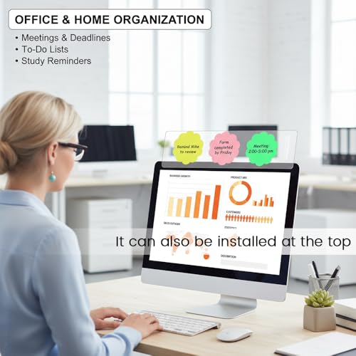 4 Pack Desk Buddy Monitor Memo Board Side Mount - Cute Office Desk Accessories for Women,Computer Side Panel Memo Creative Monitor Side Panel with Phone Holder,Office Essentials for Desk Organization