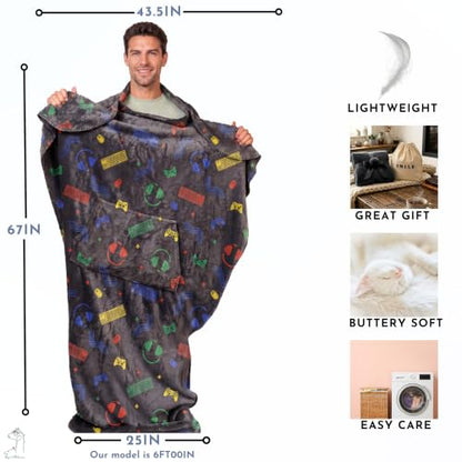 EzrAllora Special Edition Gamer Foot Pocket Blanket -Patent Pending- Gamer Gift for Men Who Have Everything -TV Throw - Gifts for Men Who Wants Nothing (Fleece, Gamer Edition) - color: Gamer Edition