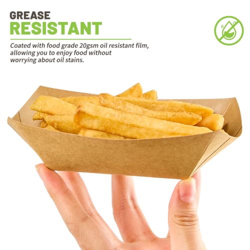 ZORRITA Small Paper Food Trays, 1/2 Lb, 120 Pack, Disposable | Mini Brown Paper Food Boats, Serving Baskets, For Party Nachos Fries Tacos Snacks Treats - size: 1/2 lb