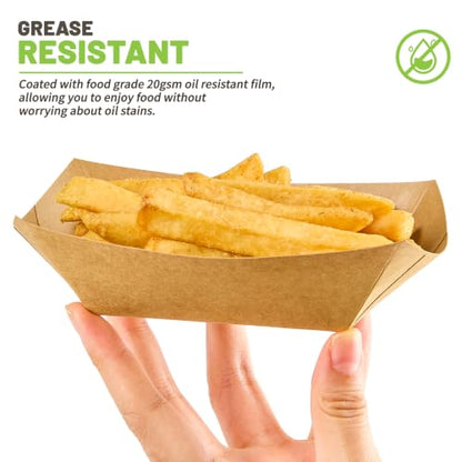 ZORRITA Small Paper Food Trays, 1/2 Lb, 120 Pack, Disposable | Mini Brown Paper Food Boats, Serving Baskets, For Party Nachos Fries Tacos Snacks Treats - size: 1/2 lb