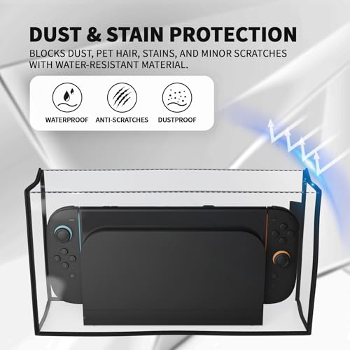 PlayVital Dust Cover for Nintendo Switch 2, Anti-Scratch Dust Guard Waterproof Cover Sleeve for Nintendo Switch 2 Console & Charging Dock -Transparent - color: Transparent