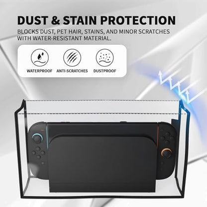 PlayVital Dust Cover for Nintendo Switch 2, Anti-Scratch Dust Guard Waterproof Cover Sleeve for Nintendo Switch 2 Console & Charging Dock -Transparent - color: Transparent