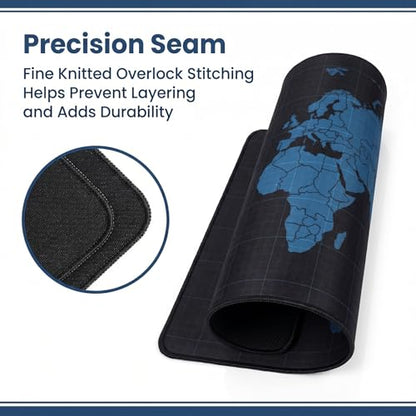Jeffbaubl Black World Mouse Pad, 35.4 x 15.7 Inch Large Desk Mat, Extended Mousepad Desks Mat, Non Slip Rubber Base & Stitched Edges Desk Pad, Waterproof Mousepad for Computer Office Home Use
