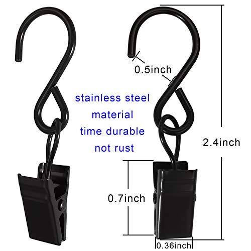 Stainless Steel S Hooks Curtain Clips, 50 Pack Hanging Party Lights Clips Hangers Gutter Photo, Art Craft Display, 2.4 Inch Long, Black - color: 2.4 Inch Long Black