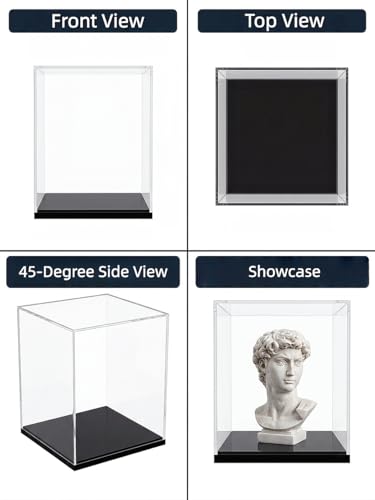 Clear Acrylic Display Case for Figures & Collectibles, Dustproof Showcase Box with Black Base, No Assembly Display for Models, Toys & Memorabilia, 5.9 x 5.9 x 8.2 Inch - size: 5.9 x 5.9 x 8.2 inch