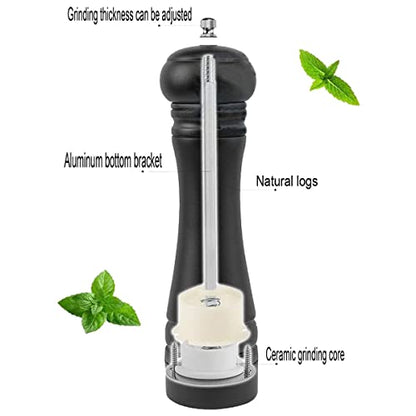 Wooden Pepper Mill Black Pepper Grinder Kit Manual Mills Solid with Strong Adjustable Ceramic Grinders Set 8 Inches - color: E Black Wooden Pepper Mill