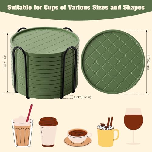 Coasters,Drink Coasters Set of 8 with Holder (Green, 12pcs) - color: Green, size: 12 pcs