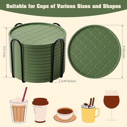 Coasters,Drink Coasters Set of 8 with Holder (Green, 12pcs) - color: Green, size: 12 pcs