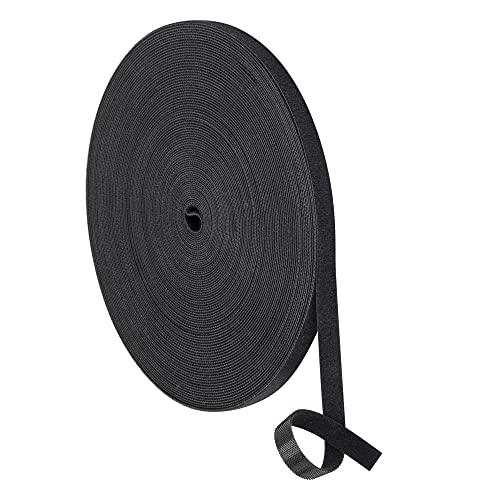 1/2 inch Reusable Fastening Tape Cable Ties Double-Sided Hook-and-Loop Cable Management Tape (Black 25 Yards) - size: 1/2 in X 25 yd