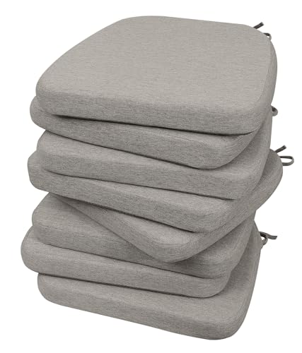 AAAAAcessories D-Shaped Chair Cushions, 2" Thick Dining Chair Pads with Ties and Removable, Machine-Washable Cover, 17" x 16", Set of 8, Khaki Gray - color: Khaki Gray, size: 8 Count(Pack of 1)