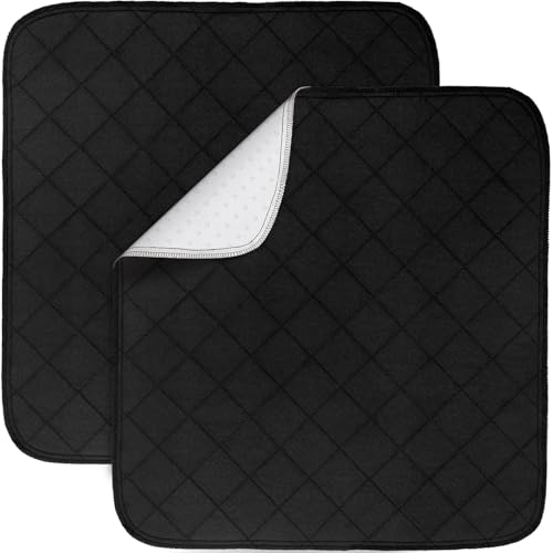 Waterproof Chair Pads for Incontinence 22" x 21", 2 Pack Non Slip Absorbent Wheelchair Reusable Seat Protector, Washable Seat Covers for Chairs, Black - color: Black, size: 22x21 Inch