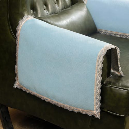 MINJIATEX Couch arm Covers,Non-Slip lace Sofa arm Covers Set of 2 Washable Sofa armrests Cover for Living Room Recliner Chair arm Cover Protectors for Leather armrest (YC-Baby Blue) - color: Yc-baby Blue
