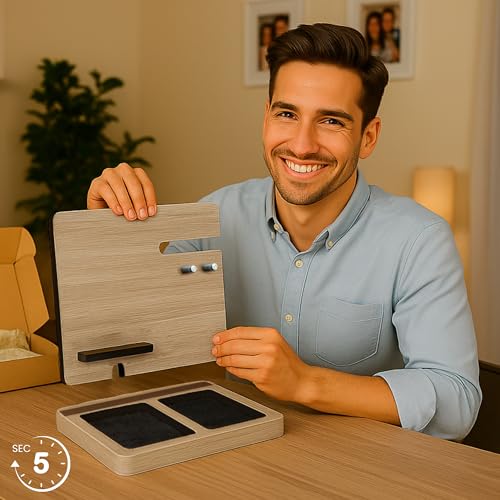 Namore Nightstand Organizer for Men – Wood Phone Docking Station & Bedside Valet Tray Organizer for Wallet, Watch & Keys – Unique Gifts for Men, Husband, Dad - color: Abismo
