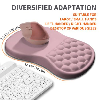 Ergonomic Joint Wrist Support Mouse Pad with Memory Foam Cushion Massage Bump, Carpal Tunnel Pain Relief Mousepad Slope Design for Wrist Rest, 11.8x7.9 in, Thistle - color: Thistle
