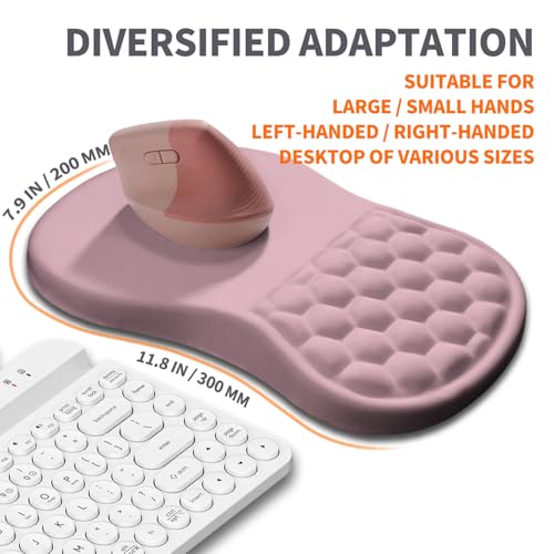 Ergonomic Joint Wrist Support Mouse Pad with Memory Foam Cushion Massage Bump, Carpal Tunnel Pain Relief Mousepad Slope Design for Wrist Rest, 11.8x7.9 in, Thistle - color: Thistle