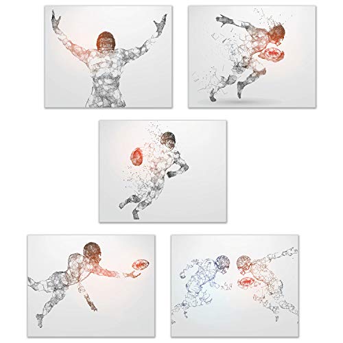Football Wall Art Prints,Set of 5 (8x10) Unframed Football Posters,Football Room Decor For Men Kids Teenagers,Football Poster Set For Bedroom Man Cave,Football Wall Decor,Football Boys Bedroom Decor - color: Geometric, size: Set Of 4 (8x10 ), style: Unfra