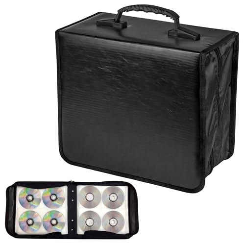 520 Capacity CD Case Holder, PU Leather CD DVD Storage Binder Media Organizer with Zipper, Portable Storage Booklet Album Box for Vehicle Home Office, Car Accessories - color: 520 Capacity