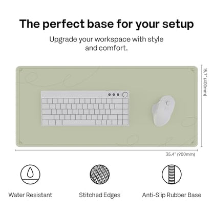 Pixio Mouse Pads - 36 x 16 inch XXL Caligraphy Green Multifunctional Large Desk Mats for Gaming, Office, Desktop Anti-Slip Waterproof Washable Computer Mouse Mat - color: Green Caligraphy