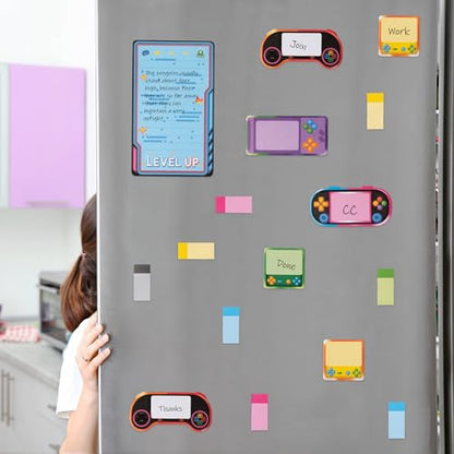 B1ykin Sticky Notes Set - 550 Sheets Writing Pad Light Video Game Design | Self-Stick Notes Pages, Teacher Appreciation Gift, School Office Supplies, Level Up Video Game Design