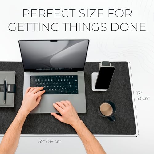 Nordik Large Felt Desk Mat - Charcoal - 35 x 17 inch - Full Desk Keyboard Mat - Computer Desk Mat for Keyboard and Mouse Pad - Desktop Mat - Large Felt Desk Pad - color: Charcoal