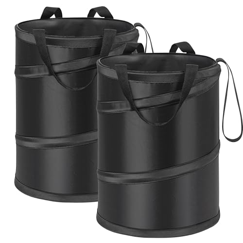 Ginsco 2Packs 4 Gallons New Leakproof Car Trash Can, Large Trash Can Pop-up Collapsible Hanging Car Trash Bin, Waterproof PEVA Liner Open-Top Garbage Can for Home Office Camping - size: 4 Gallons