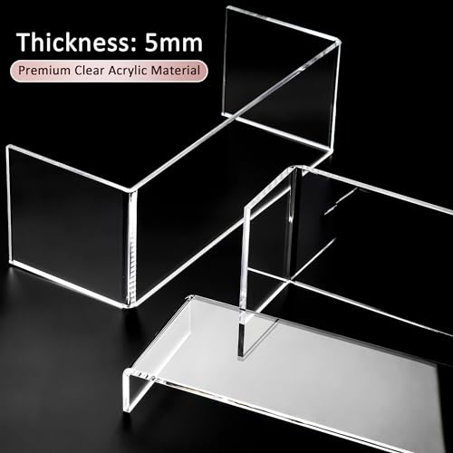 1 Set Large Acrylic Clear Display Risers, 3 Sizes 12" Rectangular Showcase Collectibles Display Shelf, 5 mm Thick Desktop Display Stand Holder for Figures, Jewelry, Perfume, Toys - size: 3 Pcs Acrylic Risers