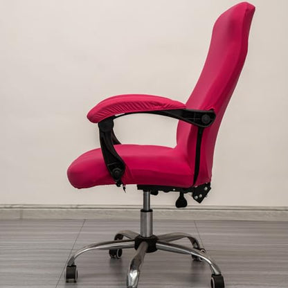 Melaluxe Office Chair Cover with Arm Covers - Universal Stretch Desk Chair Cover, Computer Chair Slipcovers (Size: L) - Rose - color: Rose, size: Large with Arm Cover