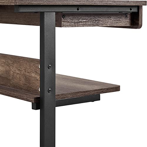 Yaheetech Small Rolling Computer Desk with Storage Drawer, Rolling Home Office Computer Desk with Keyboard Tray, Laptop Desk with Wheels and Drawer, Taupe Wood - color: Taupe Wood