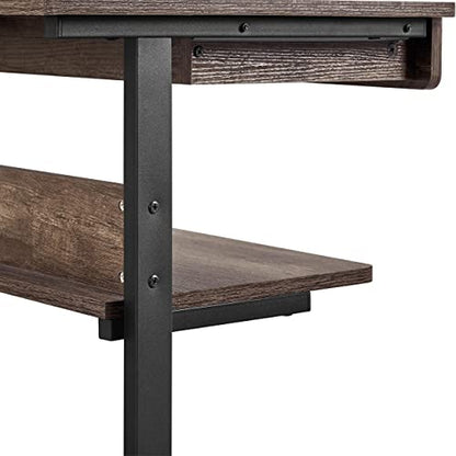 Yaheetech Small Rolling Computer Desk with Storage Drawer, Rolling Home Office Computer Desk with Keyboard Tray, Laptop Desk with Wheels and Drawer, Taupe Wood - color: Taupe Wood