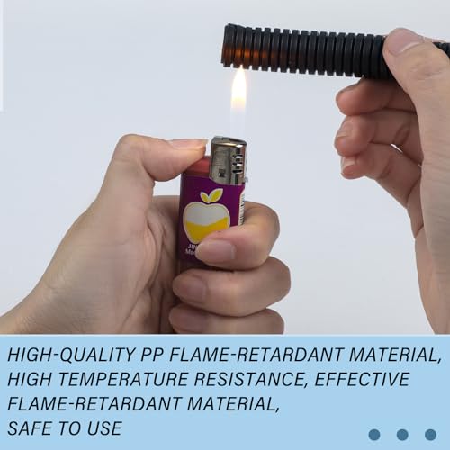 Kanayu Split Wire Loom Tubing Flame Retardant Wire Covering High Temperature Cable Sleeves Split Protector Cable Conduit for Industrial Electrical Automotive Marine(1/4''-50 ft,Black) - color: Black, size: 1/4''-50 Ft