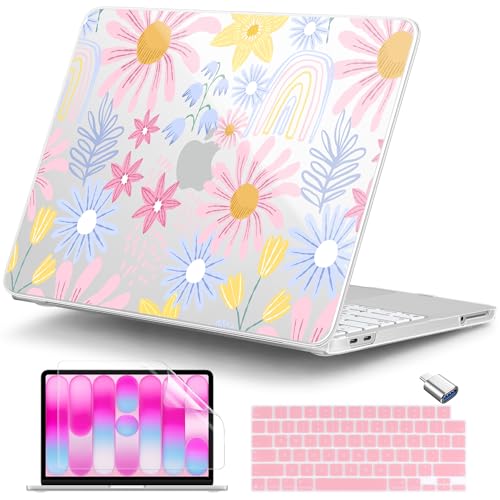 DONGKE Compatible with MacBook Neo 13 Inch Case 2026 A3404 A18 Pro chip & Touch ID, Plastic Hard Shell with Keyboard Cover, Screen Protector & Dust Plugs, Colorful Floral - color: Colorful Floral