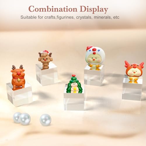 SAMYUCHO Acrylic Base 10 Pieces Acrylic Blocks for Display 1 X 1 X 1 Inch Square Riser Display Stands Trophy Base Pedestal Stands Clear Cube for Trophy Jewelry Props Food Party Crafts