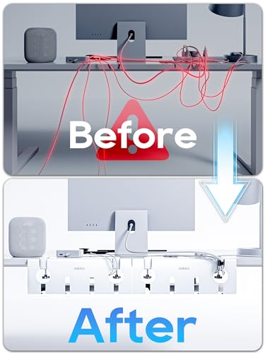 NODOCA No Drill Under Desk Cable Management Tray, 17'' Wire Management, Punch-Free Clamp on, Metal Cable Tray, Wire Organizer Under Desk, Under Desk Basket for Office and Home, White(2 Packs) - color: White, size: 【Clip-on】17''×2pcs