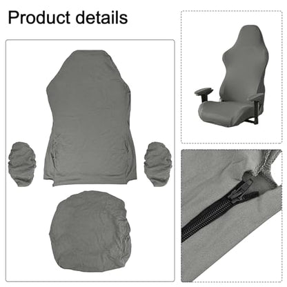 Stretch Gaming Chair Cover, Soft and Comfortable, Dust Protection, Modern Design, for Office Computer Racing Seat(Gray) - color: Grey