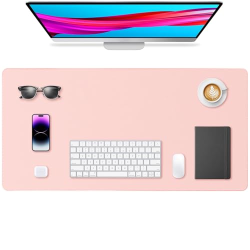Leather Desk Pad Protector, Office Desk Mat, Large Mouse Pad, Non-Slip PU Leather Desk Blotter, Waterproof Computer Desk Writing Pad for Office and Home (Light Pink, 31.5" x 15.7") - color: Light Pink, size: 31.5" x 15.7"