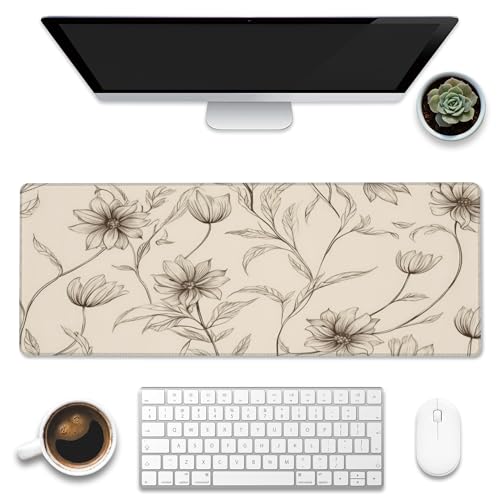 XL Mouse Pad,Minimalist Flowers Large Gaming Mouse Pad,Abstract line Floral Desk Mat for Desktop,Extended Big Computer Keyboard Desk Pad with Non-Slip Base and Stitched Edges 31.5"x11.8" - color: Minimalist Flowers, size: XL-31.5"x11.8"