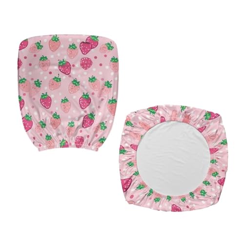 Strawberry Office Chair Cover Dust Proof Computer Chair Seat Cover 2 Piece Dorm Computer Rotating Chair Slipcover Chair Padded Cover Anti-Slip Desk Accessories Polka Dot - color: Strawberry 3