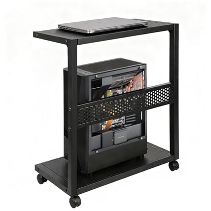Bfttlity Large PC Stand Computer Tower Stand 2-Tier Metal CPU Holder with Locking Caster Wheels Suitable for Most PC (XL, Black) - size: Extra Large-Black