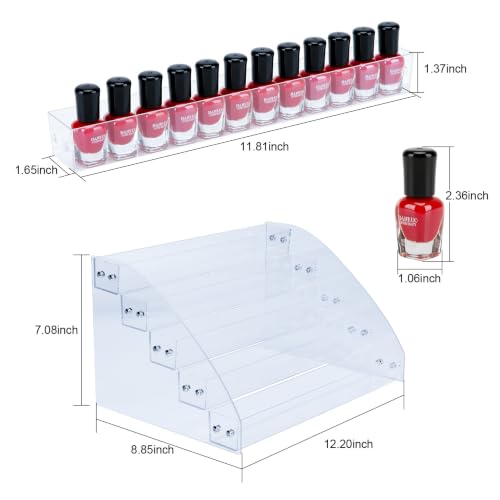 KINGROW Nail Polish Organizer Holder Rack 5 Layers Acrylic Display Rack Eyeglasses Shelf Essential Oils Ink Storage Holds Up to 80 (Fit 1-2oz Bottles) - size: 5 Layers
