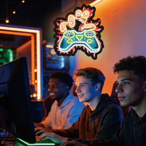 Gamer Neon Sign, Gaming Led Neon Light Signs for Gamer Boy Room Wall Decor Game LED Light up Sign for Bedroom Party Decorations Birthday Gift for Teen Boys Christmas Dimmable USB Powered(13.8"*12.6") - style: GAME