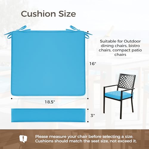 UNIKOME Outdoor Chair Cushions Set of 4, Water Resistant Patio Seat Cushions with Ties for Outdoor Furniture, High-Density Foam, UV & Fade Resistant, Piped Edge – 18.5" x 16" x 3", Teal - color: 03 Teal, size: 18.5" W X 16" D X 3" H