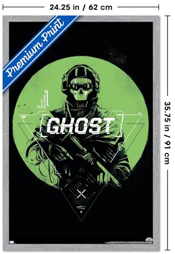 Call of Duty: Modern Warfare 2 - Ghost Emblem Wall Poster, 34L" x 22.4W", Gray Framed Version - color: Gray Framed Version, size: 34"L x 22.4"W