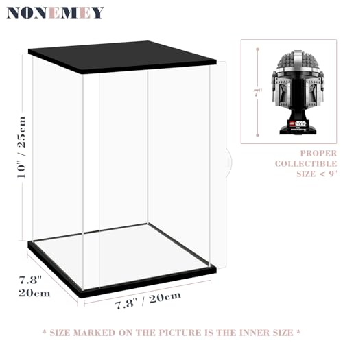 NONEMEY Clear Acrylic Display Case with Remote Control Light for Collectibles, Dustproof Model Showcase Organizer Box, Display Case for Collectibles (7.8x7.8x9.8inch,20x20x25cm) - size: 7.8×7.8×9.8 inch, 20×20×25 cm