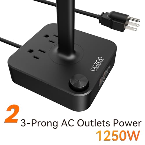 COZOO Headphone Stand with USB Charger Desktop Gaming Headset Holder Hanger with 3 USB Charging Station and 2 Outlets Power Strip,Suitable for Gaming, DJ,Wireless Earphone Display, Gamer Gifts for Men - color: 1.Black(PD & QC3.0)