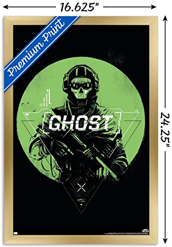 Trends International Call of Duty: Modern Warfare 2 - Ghost Emblem Wall Poster, 14.725" x 22.375", Gold Framed Version - color: Gold Framed Version, size: 22.4"L x 14.7"W